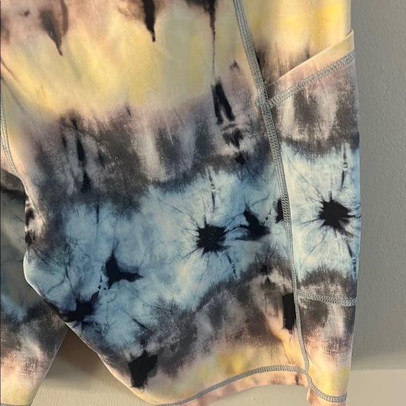 Blue and Yellow Bike Shorts with Tie-Dye Effect - Picture 9 of 9
